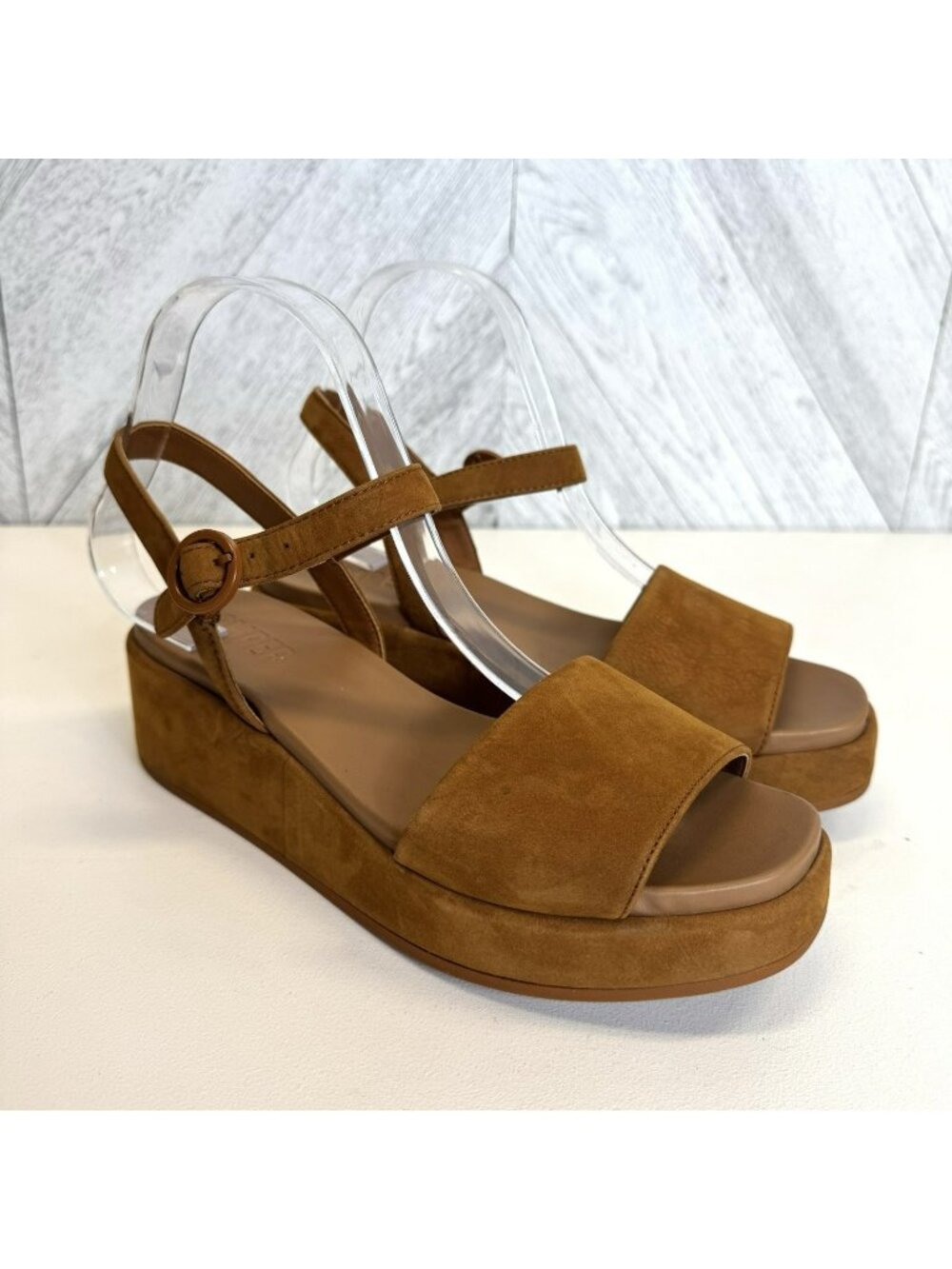 Camper Misia Platform Sandals Shoes Womens EU 39/US 9 Tan Suede Leather